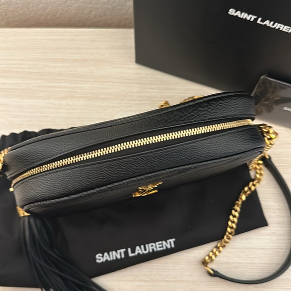 Saint Laurent Grain De Poudre Matelasse Monogram Mini Lou Camera Bag Black - Picture 5 of 16